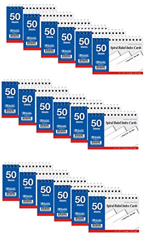 Spiral Bound 3 Inch X 5 Inch Ruled White Index Card - 50 Ct, 6 per Pack, Sold as 18 Pack - Thumbnail 2