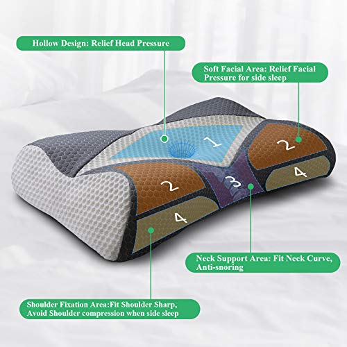 Mkicesky Memory Foam Pillow for Sleeping, Cervical Contour Orthopedic