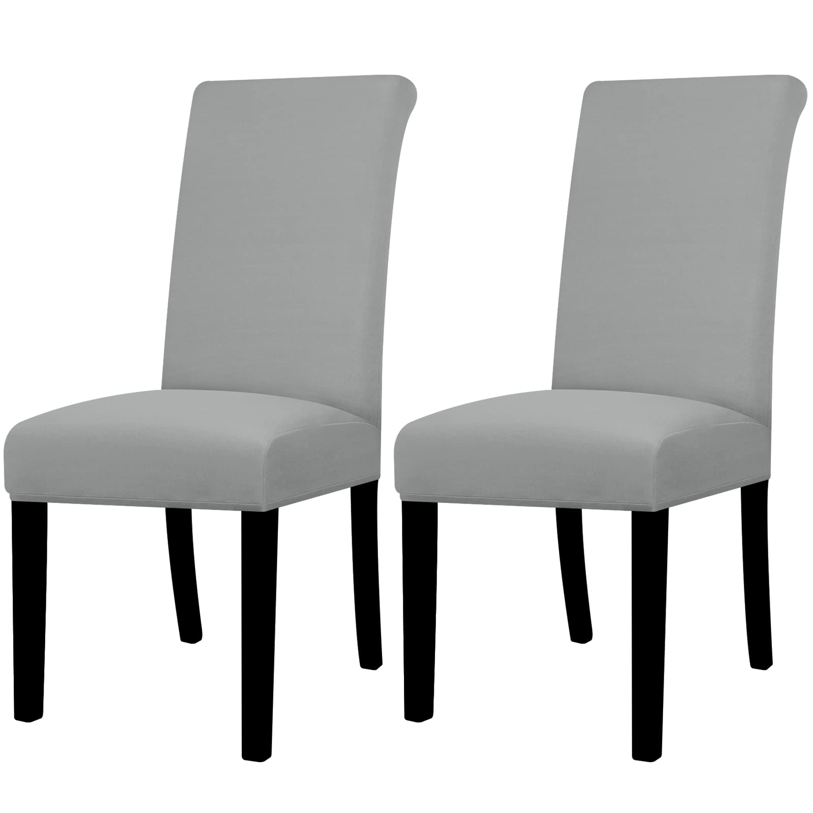 Lellen Dining Chair Covers Set of 2, Stretch Chair Covers Dining Chair Slipcovers Removable Washable Reusable Home & Kitchen Decor Protector Dining Room Chair Covers,Silver Grey
