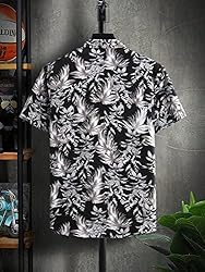 Floerns Men's Casual Tropical Print Button Down