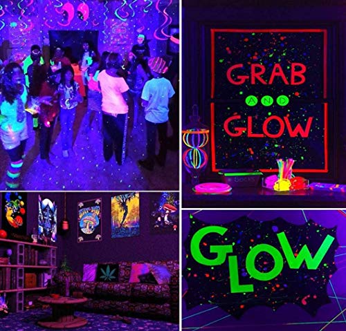 Roleadro UV Black Light Flood Light Bulb, 80w UV Led Floodlight Outdoor IP66 Waterproof Stage Light for Blacklight Party, 5 Fluorescent Neon Glow Gaffer Tape, Glow in Dark Party, DJ Disco Night Club - Thumbnail 4