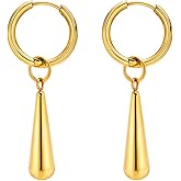Stainless Steel Water Tear Drop Style Wedding Cocktail Party Statement Holiday Dangle Drop Earrings