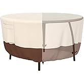 Tuyeho Round Patio Furniture Cover, Durable Oxford Fabric for Outdoor Round Table, Waterproof, UV & Rip Resistant Patio Table and Chairs Set Cover, 48"DIA x 26"H Beige & Brown