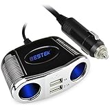 BESTEK 2-Socket Cigarette Lighter Power Adapter DC Outlet Splitter 3.1A Dual USB Car Charger for iPhone6s/6/6 Plus,iPad, Samsung Galaxy S6/S6 Edge and More