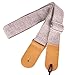 Rinastore Ukulele Strap Country Style Soft Cotton Linen & Leather Shoulder Strap for Ukulele Banjo Mandolin (Lt Grey-US-12)