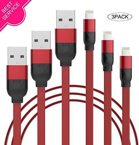 VMTOP iPhone Cable,Lightning Cable 3Pack 3FT USB Charging Charger for iPhone 7/7 Plus/6S/6S Plus,SE/5S/5,iPad,iPod Nano 7(Black+Red)