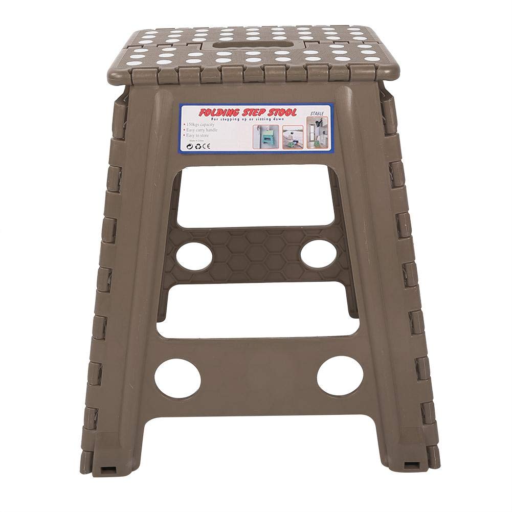 Plastic Stool Portable Foldable Step Stool for Indoor Hiking Fishing(Brown)