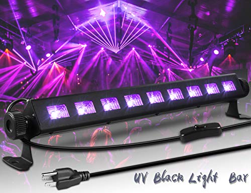 ECHTPower Black Light 27W 9LED UV Light Bar Glow in The Dark Party Supplies for Blacklight Party Birthday Wedding Stage Lighting Christmas, Disco DJ Poster Tapestry and UV Body Paint (Black UV)