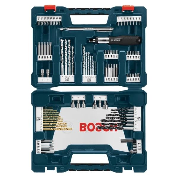 Bosch MS4091C 91-Piece Drill & Drive Bit Set for Wood, Metal, Masonry - Precision Grip & Hard Case Storage