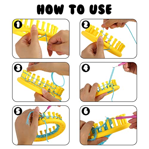 VGOODALL 5PCS Round Knitting Loom Set Circular Loom Set with 4 Skeins Acrylic Yarn for Hat Scarf Shawl Sweater Sock Knitter