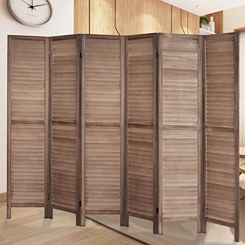 6 Panel 5.6 Ft Tall Wood Room Divider, Folding Room Divider Screens