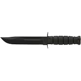 KA-BAR 1211 Fixed Blade Knife Black Blade with Black Handle and Sheath, Classic Utility Knife