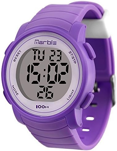 Marble Women's Swimming Waterproof Outdoor Sports LED Backlight Digital Stopwatch Wrist Stop Chronograph Watches