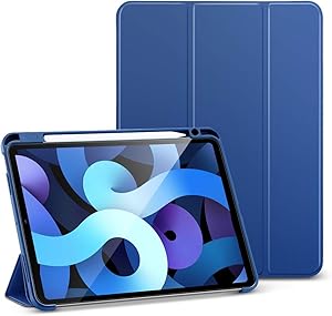 ESR Rebound Pencil Case for iPad Air 4 2020 10.9 Inch [Auto Sleep/Wake Cover] [Pencil Holder] [Soft Flexible Case] Rebound Series - Navy Blue