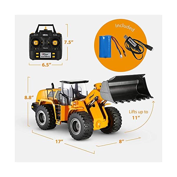 RCTOYS 1:14 TR-213 2.4GHz 10CH Schwenkbarer Schaufel Radlader, RC Ferngesteuerter Bagger Baustellen-Fahrzeug, Modell mit… – Bild 3