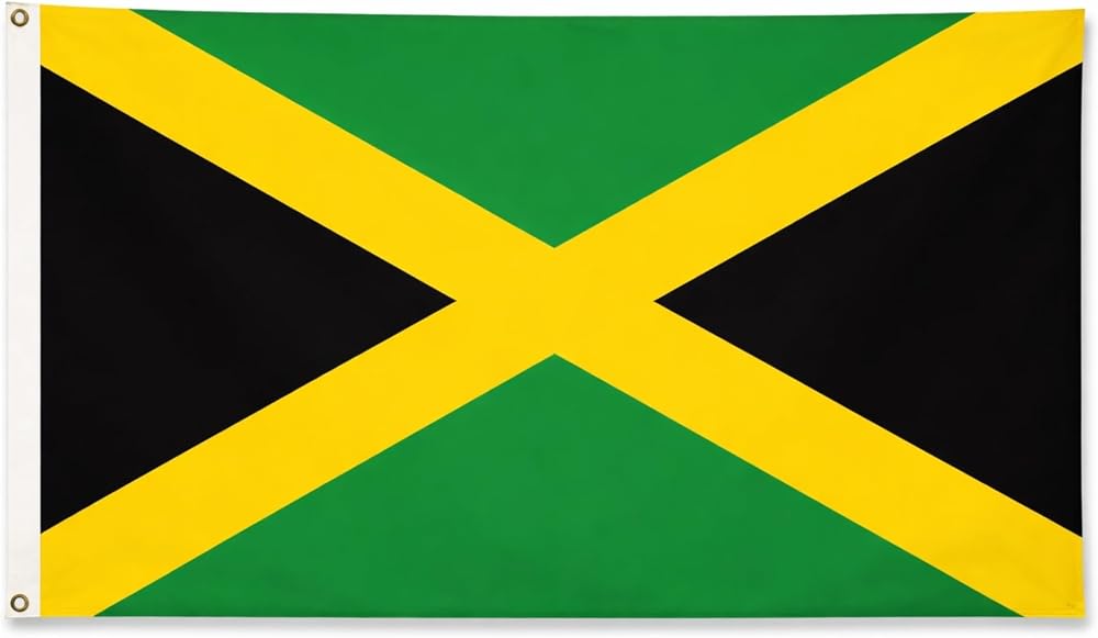 SHATCHI Jamaica Flag 5ft x 3ft with Brass Eyelets Polyester Banner