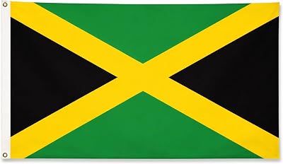SHATCHI Jamaica Flag 5ft x 3ft with Brass Eyelets Polyester Banner