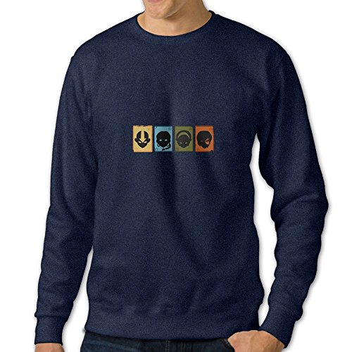 LAOSHIH Mens Avatar The Last Airbender Playing Cards Avatar Casual Long Sleeve Pullover Crew Neck Sweater Medium