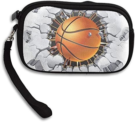 Zipper Small Wallet Basketball And Old Plaster Wall Damage Women's Purse Porte-monnaie Clutch Cards Holder Wallet Purse Business Card Wallet