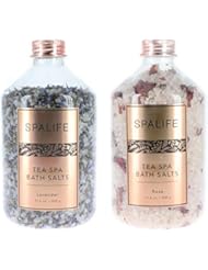 SpaLife Soothing Petal-Infused Effervescent Mineral Bath Salts - 2 Pack 17.6 oz. ea (Lavender & Rose)