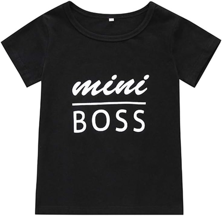 Kids Baby Boys Girls Cute T-Shirt Short Sleeve Mini Boss Letter Print Tee Shirt Casual Tops Toddler Clothes