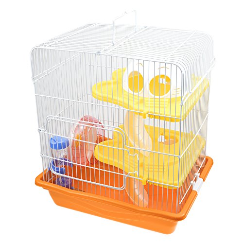GNB PET Hamster Cage DIY Pet Mice Habitat, Multi-Level Habitat for Exotics with Complete Accessories, Orange - Thumbnail 5