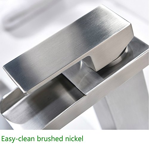 Lead-free Best Comercial Modern One Hole Single Handle Lavatory Vanity Brushed Nickel Waterfall Bathroom Sink Faucet,Bathroom Faucets Spout Simple Mount