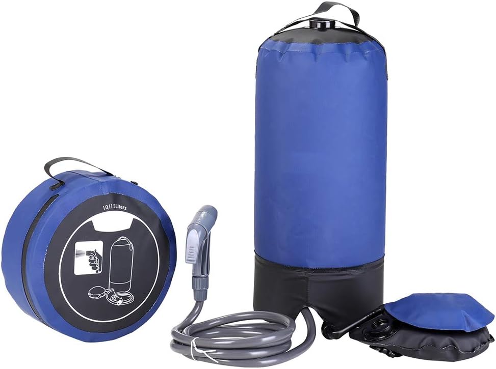12L Inflatable Shower Bag, Outdoor Portable Camping Shower Bag, with Foot Pump And Shower Head