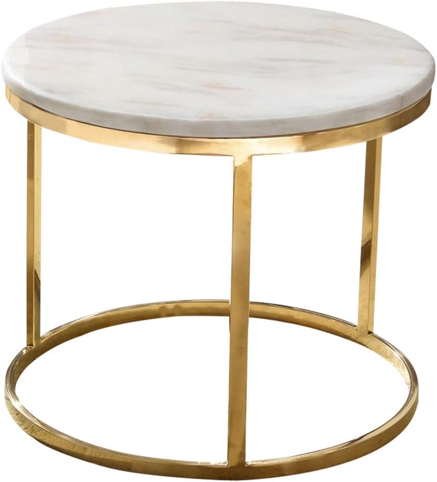 Simple Coffee Table Marble Side Table Stainless Steel Gold Plated Base Warm And Jade Tabletop Smooth And Delicate For Living Room Bedroom Study Round White Amazon Co Uk Kitchen Home