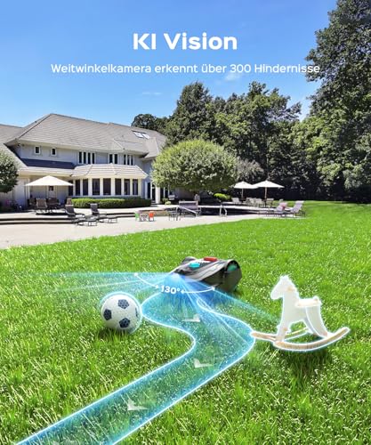 YARDCARE M800Plus Robotic Lawnmower without Boundary Cable up to 800 m², U-shaped Cutting, GPS Positioning + AI Vision Lawn Mower Robot, App Control, 150 Obstacle Avoidance (Black and Blue)