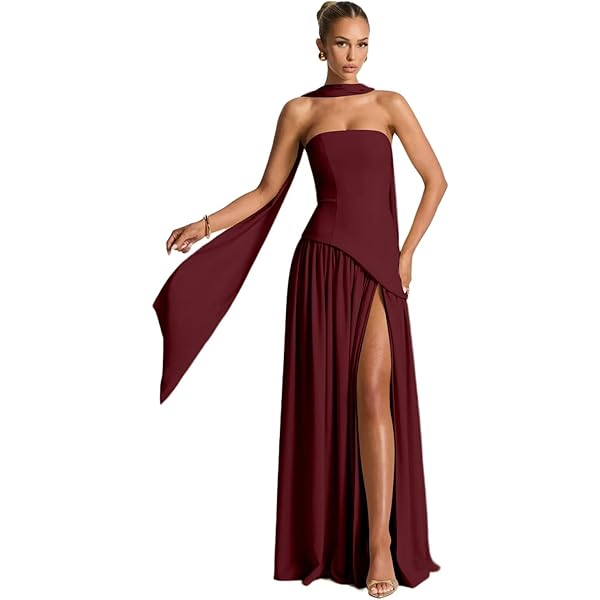 Amazon.com: Strapless Chiffon Bridesmaid Dresses with Scarf Sexy Long Aqua  Prom Dresses 2025 Formal Evening Party Gown YH82 0 : Clothing, Shoes &  Jewelry