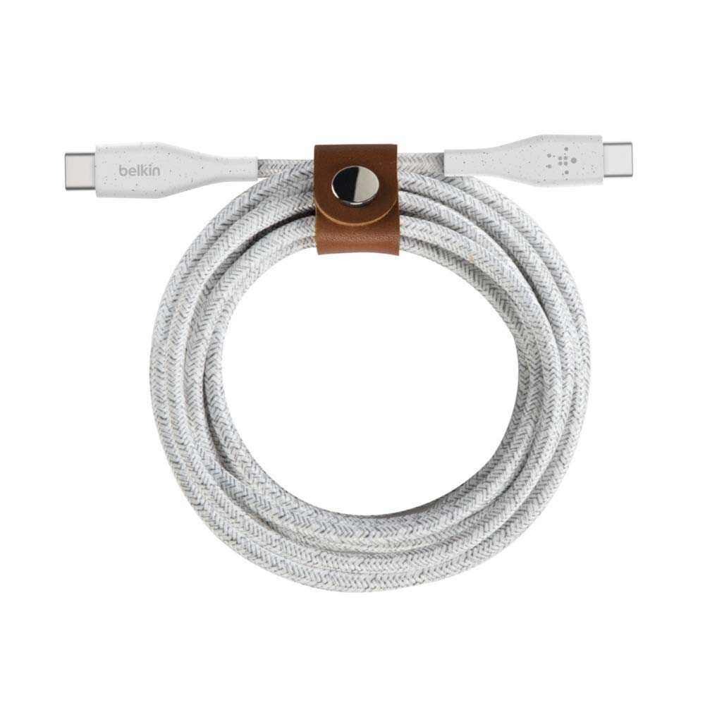 Belkin Boost Charge USB-C to USB-C Cable with Strap (Durable USB-C Cable for MacBook, iPad Pro, Samsung Galaxy, Pixel and More) 1.2 m, White