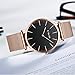 CIVO Mens Womens Unisex Ultra Thin Watches Minimalist Luxury Fashion Business Dress Casual Waterproof Quartz Wrist Watch for Man Woman with Rose Gold Stainless Steel Mesh Band (Brown)