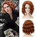 MSHUI The Avengers Black Widow Natasha Costume Cosplay Wig Short Wavy Fluffy Hair Orange