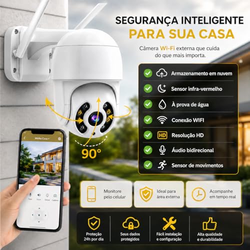 Kit 2 Camera De Segurança Ip Wifi Externa Com 2 Cartões De Memoria Sd 64gb Icsee A8 Visão Noturna Prova Dágua Áudio Bidirecional