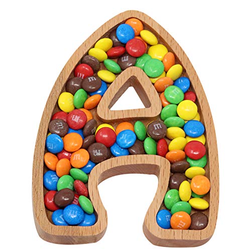Wooden Letter A Candy Dish, Monogram Nut Bowl, Snack, Cookie, Cracker Serving Plate, Decorative Display, Home Accessory, Unique Gift Idea, for Date, Baby Shower, Birthday Party, Small Size