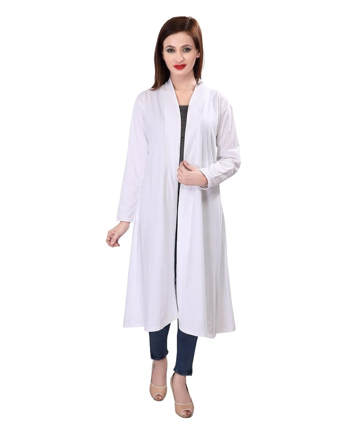 bfly women's viscose long shrug (white)