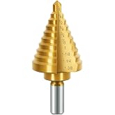 Titanium Step Drill Bit - 4241 HSS Step Bit with Two Straight Grooved | 1/4" to 1-3/8" for Metal, 10 Sizes HSS Drill Unibit for Metal, Aluminum, Wood &amp; Plastic