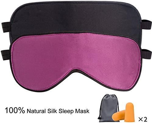 LIANSING Sleep Mask 2 Pack, Natural Silk Sleeping Mask for Women Men, Comfortable and Super Soft Night Blackout Eye Mask for Sleeping (BlackPurple)