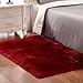 Meng Ge Faux Sheepskin Area Rug Chair Cover Seat Pad Plain Shaggy Area Rugs for Bedroom Sofa Floor 2x3ft,Wine Red
