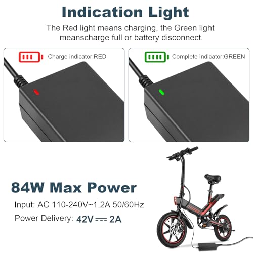 LabTEC Electric Bike Charger 42 V 2 A for 36 V 2 A 10S Li-on Battery Charger Scooter, Electric Bike Adapter Hoverboard Scooter Ninebot Xiaomi 365 4 in 1 Universal Connectors