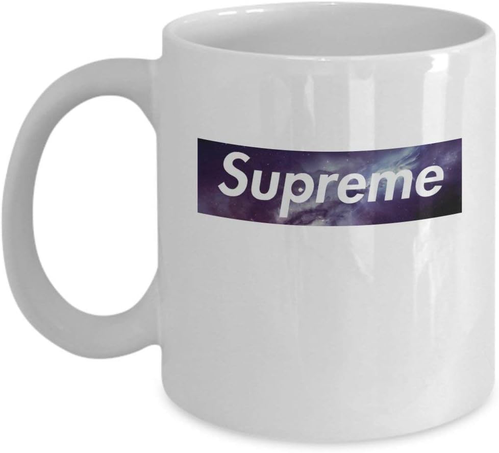 Supreme Galaxy Coffee Mug Cup (White) 11oz Supreme Galaxy Emblem Logo Yeezy Gift Merchandise Accessories Shirt Poster Sticker Pin Decal Artwork Decor