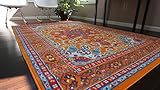 Generations pre8023Orange_6x8 Oriental Traditional Isfahan Persian Area Rug, 5' x 8', Light Blue/Navy/White/Orange/Yellow/Crimson Red