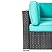 Peach Tree Outdoor Furniture Sectional Wicker Sofa Set 7 PCs Patio Rattan, All-Weather Washable Tiffany Blue Cushioned, w/Glass Coffee Table, Backyard, Pool