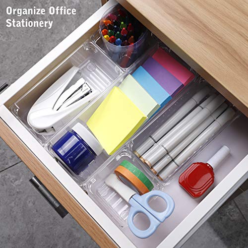 Fixwal 26pcs Clear Drawer Organizers Set 4 Size Plastic Bathroom Drawer Organizer Storage Bins Versatile Drawer Dividers… - Image 6