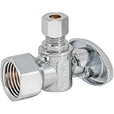 Eastman 1/2 inch FIP x 1/4 inch OD Compression Quarter Turn Angle Stop Valve, Brass Plumbing Fitting, Chrome, 10732LF