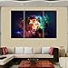 RAIN QUEEN Canvas Print Abstract Colorful Wolf Oil Paintings for Home Décor No Wood Frame