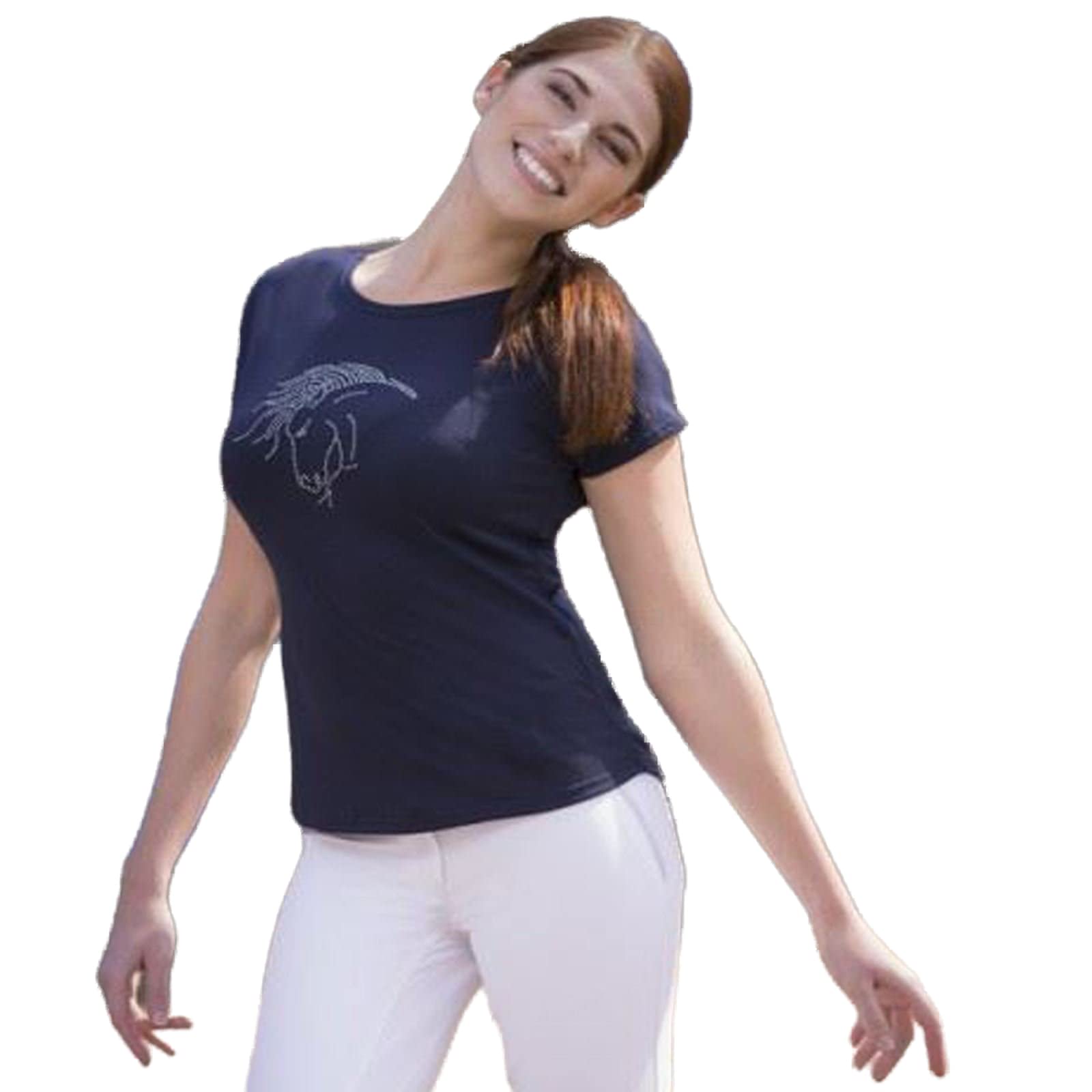 Equi-Theme/Equit'M Unisex Adult 963100070 Tete Art Short Sleeve T-Shirt - Navy, One Size