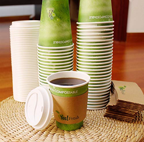 Paper Hot Cup,Eco-friendly,100% Blodegradable&Compostable (Green Grass, 12 OZ 50 count) - //coolthings.us
