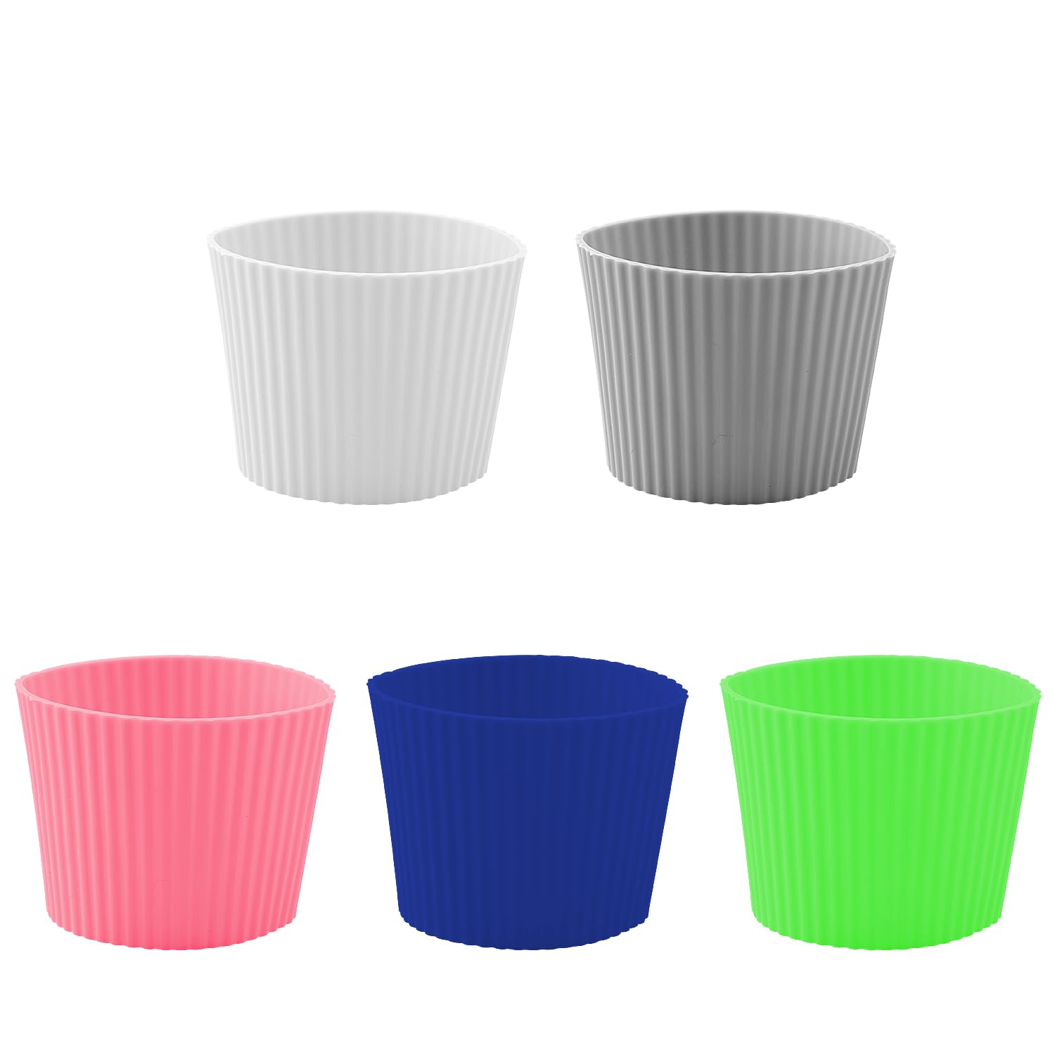 Tabanzhe 5PCS Heat-Resistant Coffee Cup Sleeve,Assorted Colors Silicone Cup Covers for Drinks,Nonslip Reusable Coffee Cup Mug Cup Protective Sleeve Glass Bottle Protector